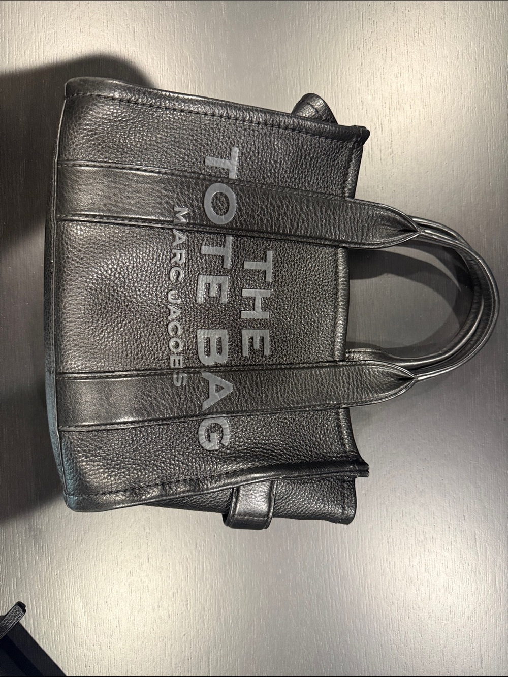 Marc Jacobs Black Pebbled Leather Tote Bag with wallet